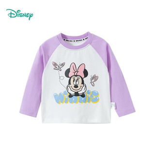 迪士尼宝宝（Disney Baby）童装女童T恤甜美米妮长袖T恤纯棉亲肤 糖果紫 5岁/身高120cm