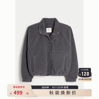 HOLLISTER24秋冬仿羊羔绒保暖按扣式夹克外套 女 KI344-4051 木炭灰 XS (160/84A)