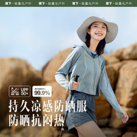 蕉下(beneunder)防晒衣女防晒服冰丝凉感透气UPF50+黑胶宽帽檐云朵原纱 雾海灰 S