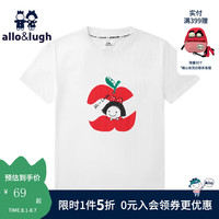 allo&lugh阿路和如短袖t恤2024男童女童棉萌趣印花可爱休闲童装上衣 红色 140cm
