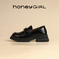 honeyGIRL 田莘 厚底皮鞋2024秋季新款超火粗高乐福鞋ins学院玛丽单鞋