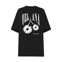 OZLANA 女款雏菊字母印花日常休闲夏季坎肩T恤短袖上衣