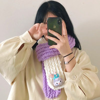 围巾毛线织围巾diy手工制作女生闺蜜实用走心圣诞节有意义冬季 紫色星露【成品】
