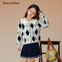 PawinPaw卡通小熊童装2024年秋冬女童毛织上下套装裙气质好看 Navy藏青色/59 110cm