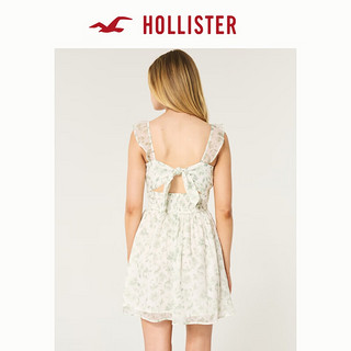 HOLLISTER24夏甜辣雪纺露背蝴蝶袖短款连衣裙 女 KI359-4259 白色碎花 L (165/100A)标准版