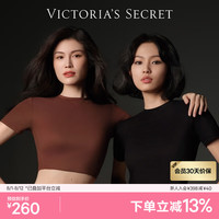 维多利亚的秘密 杨幂同款 维密全新云感超柔短袖紧身T恤紧身衣女舒适百搭 54A2黑曜石-常规款 11249351 XL