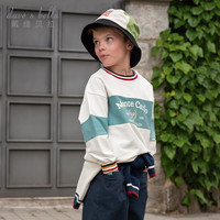 戴维贝拉(DAVE&BELLA)童装休闲儿童长袖卫衣中大童衣服小男孩上衣秋装男童套头衫 米白 150cm(身高140-150cm)