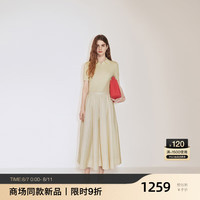 ochirly欧时力 假两件连衣裙休闲气质翻领A字伞裙2024秋季 浅黄 L