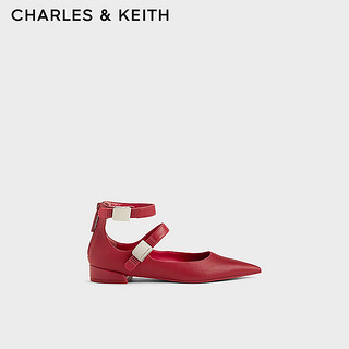 CHARLES&KEITH24秋季CK1-70381061气质腕带尖头玛丽珍鞋单鞋 Red红色 41