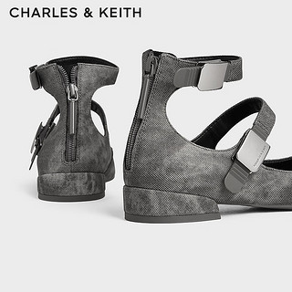 CHARLES&KEITH24秋季CK1-70381061气质腕带尖头玛丽珍鞋单鞋 DARK GREY深灰色 41