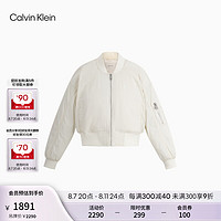 Calvin Klein Jeans【防泼水】24秋季女ck休闲棒球领短款棉服外套J224790 YBI-牛乳白 M