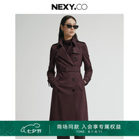 奈蔻【精梳棉】2024年秋季双排扣中长款风衣 深玫红色 XL