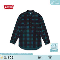 Levi's【商场同款】李维斯滑板系列24秋季新款男士长袖衬衫A0953 蓝黑色