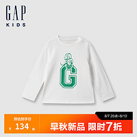 Gap【大小童同款】男童2024秋季印花长袖T恤儿童装上衣642625 象牙白 160cm(14-15岁) 亚洲尺码