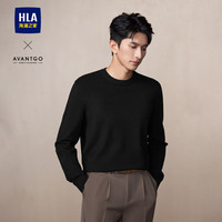 HLA海澜之家针织衫男24轻商务经典纯色圆领毛衣男春秋 黑色(净色)(41) 190/104A(XXXL)