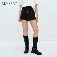 MOISSAC/摩萨克 夏新品都市休闲不对称门禁牛仔短款裙裤女 深灰
