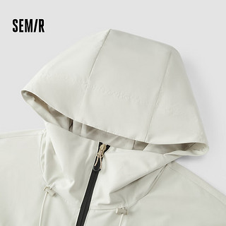 森马（Semir）外套男2024秋季三防连帽外套时尚撞色拼接上衣 白咖色调00315 185/100A/XXL