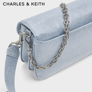 CHARLES&KEITH24秋季CK2-20782418链条翻盖手提小方包斜挎包 CK2-20782418-1深牛仔蓝色 S