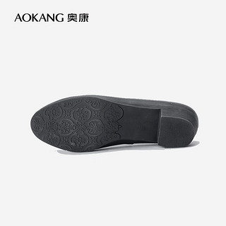 奥康（Aokang）圆头女式套脚女单皮鞋职业装工作鞋 AK011黑色 39