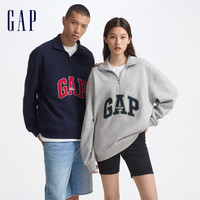 Gap男女装2024初秋撞色字母logo拉链小立领卫衣上衣609264 海军蓝 175/96A(L) 亚洲尺码