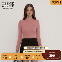 Teenie Weenie小熊2024秋季休闲简约舒适修身针织衫打底 浅粉色 160/S