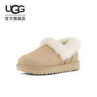 UGG 女士时尚舒适茸茸毛圈口平底休闲便鞋毛单鞋乐福鞋 1119002 沙色 36