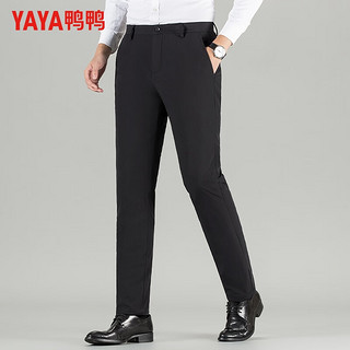 鸭鸭羽绒服鸭鸭（YAYA）羽绒裤男厚款直筒中青年保暖2024冬季休闲外穿商务长裤子 红色 34