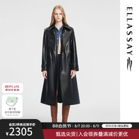 歌力思(ELLASSAY)2024秋季新款质感环保皮时髦率性大翻领风衣女EWB353F00600