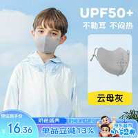 牧萌儿童防晒口罩男女童防紫外线夏季遮阳冰丝凉感透气面罩 云母灰 M