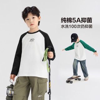 左西【2024秋款上新】男童5A抑菌全棉插肩T恤上衣透气运动百搭