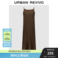 UR2024秋季新款女装美拉德风褶皱肌理感吊带连衣裙UWH740102 深棕色