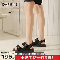 达芙妮（DAPHNE）凉鞋女小香风2024夏季女鞋外穿魔术贴休闲沙滩运动凉鞋女JD 黑色【小香风】 37