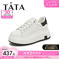 他她（TATA）2024秋时尚休闲板鞋女WN802CM4 白/黑 35