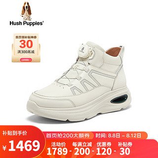 暇步士（Hush Puppies）短靴女士高帮厚底加绒百搭休闲靴A2T05DD4【城市洞动鞋】 白色 40