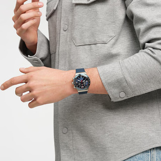 斯沃琪（Swatch）瑞士手表 金属系列 深蓝格纹 石英男女表YVS454 43mm