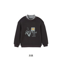 YeeHoO英氏儿童卫衣绒衫秋季休闲百搭套头衫连帽男童女童上衣2024 灰黑 140CM