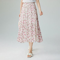 茵曼（INMAN）田园度假开叉碎花裙女2024夏季法式温柔甜美中长A字半身裙子 粉花 M