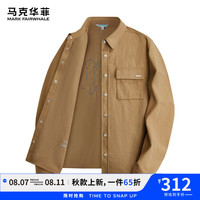 马克华菲【后背印秀】长袖衬衫男24秋季翻领工装休闲百搭潮流长袖衬衣 701卡其 L