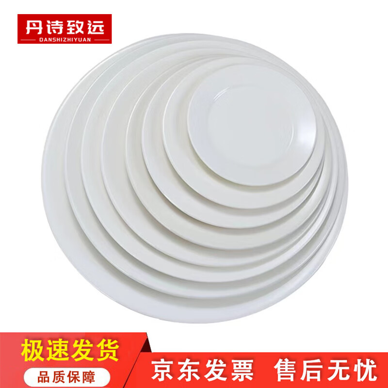 丹诗致远 圆形纯白陶瓷西餐盘子蛋糕碟子摆盘餐具