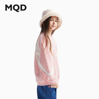 马骑顿（MQD）MQD童装男童女童卫衣24秋季华夫格撞色拼块宽松落肩休闲上衣 粉红 160cm