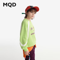 马骑顿（MQD）MQD童装男童女童卫衣24秋季华夫格撞色拼块宽松落肩休闲上衣 青柠色 120cm