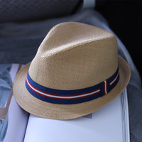 枥野夏天英伦复古小礼帽男休闲草帽遮阳帽沙滩海边度假帽子大头围 主图色 L码（58-61cm）