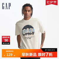Gap男女装2024初秋新款纯棉设计感logo印花短袖T恤宽松上衣637867