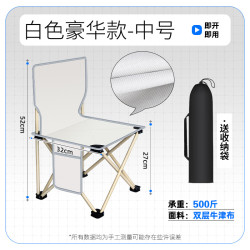 状元渔夫 户外折叠椅子折叠凳子便携式板凳钓鱼椅马扎美术生学生写生椅露营 米白中号