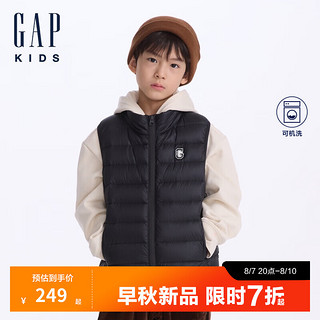 Gap【大小童同款】男童2024初秋立领羽绒马甲儿童背心642583 黑色 100cm(2-3岁) 亚洲尺码