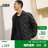 森马（Semir）羽绒服男2024冬季轻薄短款外套简约纯色百搭上衣保暖内搭 黑色（灰鸭绒）90001 170/88A/M