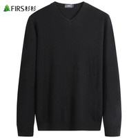 杉杉(FIRS)纯羊毛毛衣男轻商务秋冬装新款通勤保暖打底干部V领针织衫502