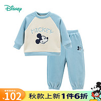 迪士尼宝宝（Disney Baby）童装男童卫衣套装米奇卡通套装舒适保暖24年秋 蓝色 90cm