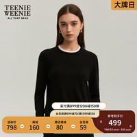 Teenie Weenie小熊2024年秋季可机洗扬子纱假两件毛衣 黑色 155/XS