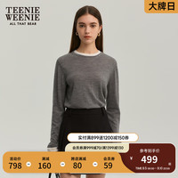 Teenie Weenie小熊2024年秋季可机洗扬子纱假两件毛衣 中灰色 170/L